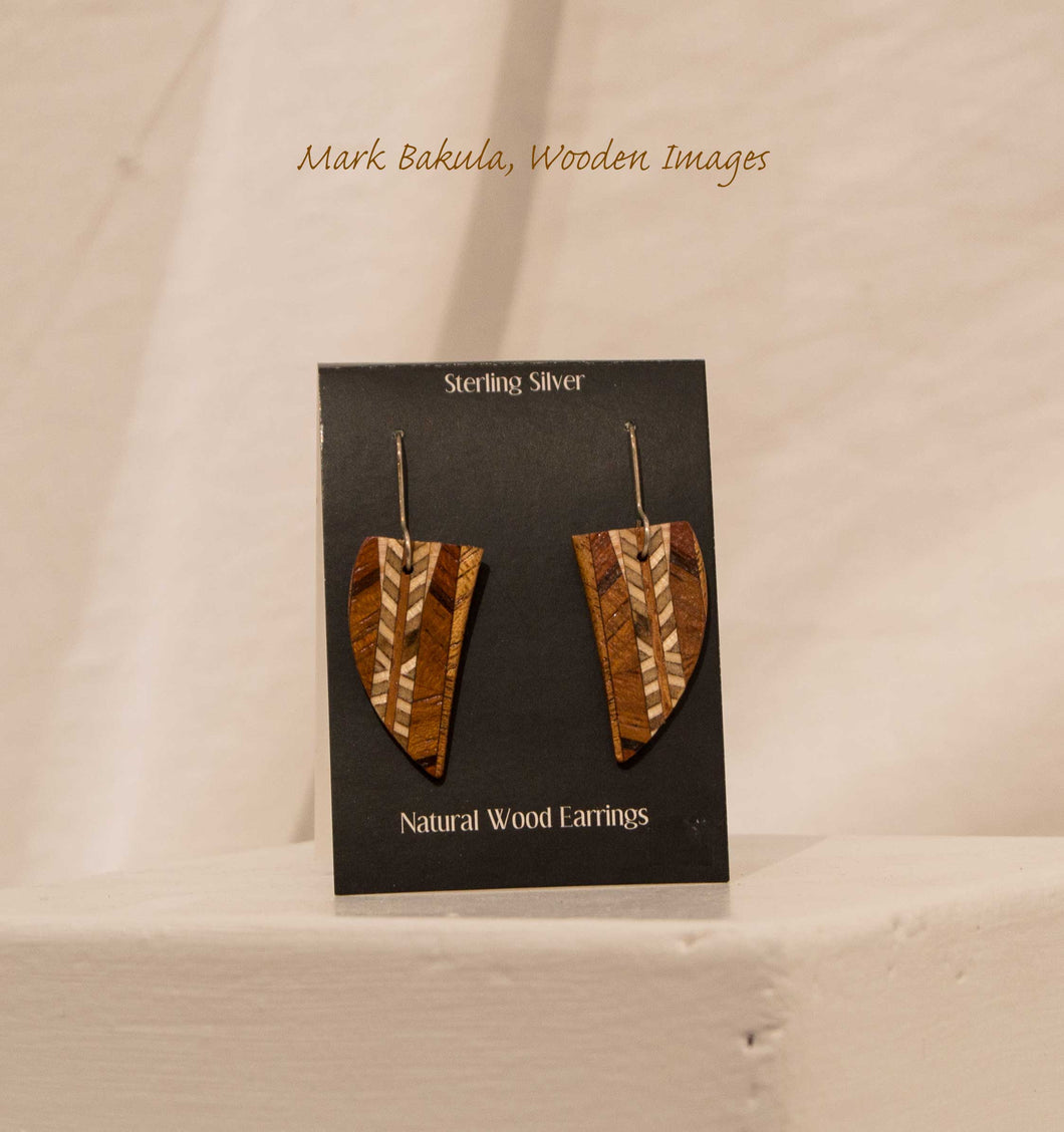 Wooden Inlay Earrings, Mark Bakula #34 Jewelry