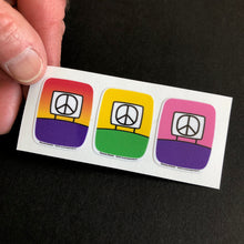 Load image into Gallery viewer, Peace Sign Stickers, Small set of 3 Glenn Parks
