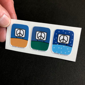 Peace Sign Stickers, Small set of 3 Glenn Parks